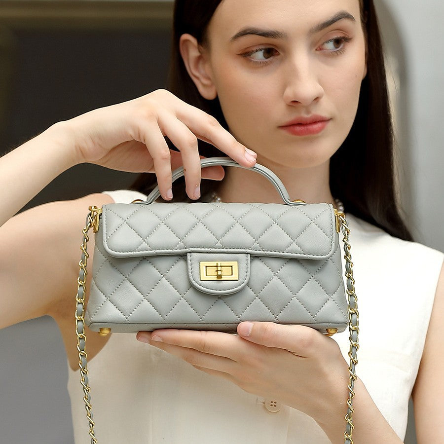 Versatile Rhombus Underarm Bag Fashion Leather One Shoulder Crossbody Small Square Bag Small Fragrant Wind Chain Bag
