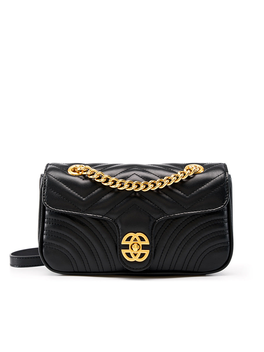 2025 Strictly selected leather women's bags, niche one-shoulder messenger bags popular new autumn and winter Xiaoxiangfeng bags, love diamond chain
