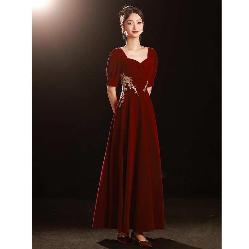 2025 Velvet toasts bride high waist long new spring and summer small wedding plus size engagement dress