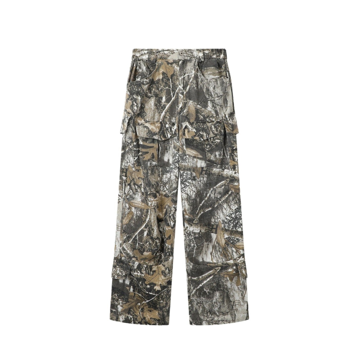 sanyamk frat boy outfit American Branch Pattern Vintage Washed Old White Camouflage Wide Leg Casual Pants Four Seasons Loose Overalls