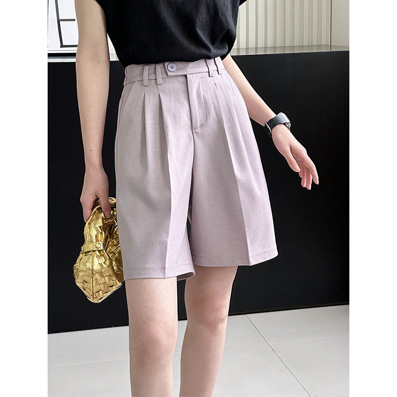 2025 popular spring and summer new suit shorts for women, Korean high-waisted loose and comfortable drape casual pants for women 246662