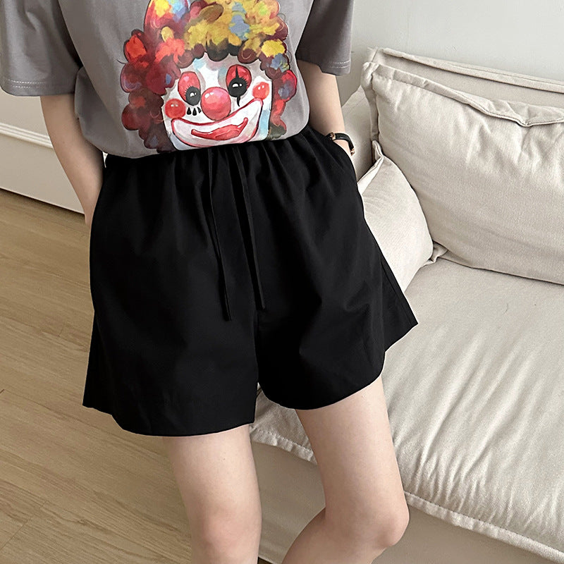 2025 popular Summer Korean Casual Loose Design Hot Pants Tightening Waist Skinny Sports Shorts 3019-1
