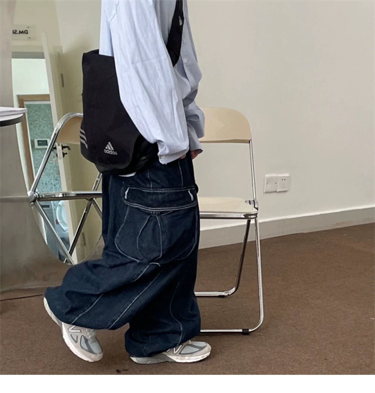 Bonsir Baggy Cargo Jeans big pocket Trousers Male Denim Pants Wide Leg Pant women's Jeans Loose Casual Streetwear Hip Hop Harajuku