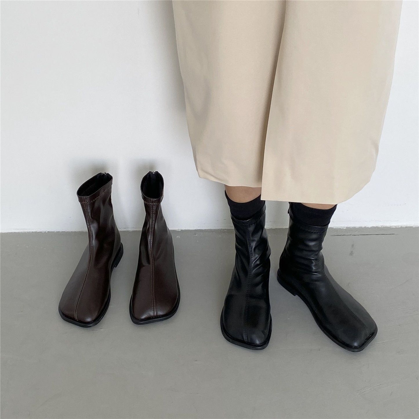 2025 Martin boots women's autumn and winter new mango head velvet British style short boots flat back zipper short boots