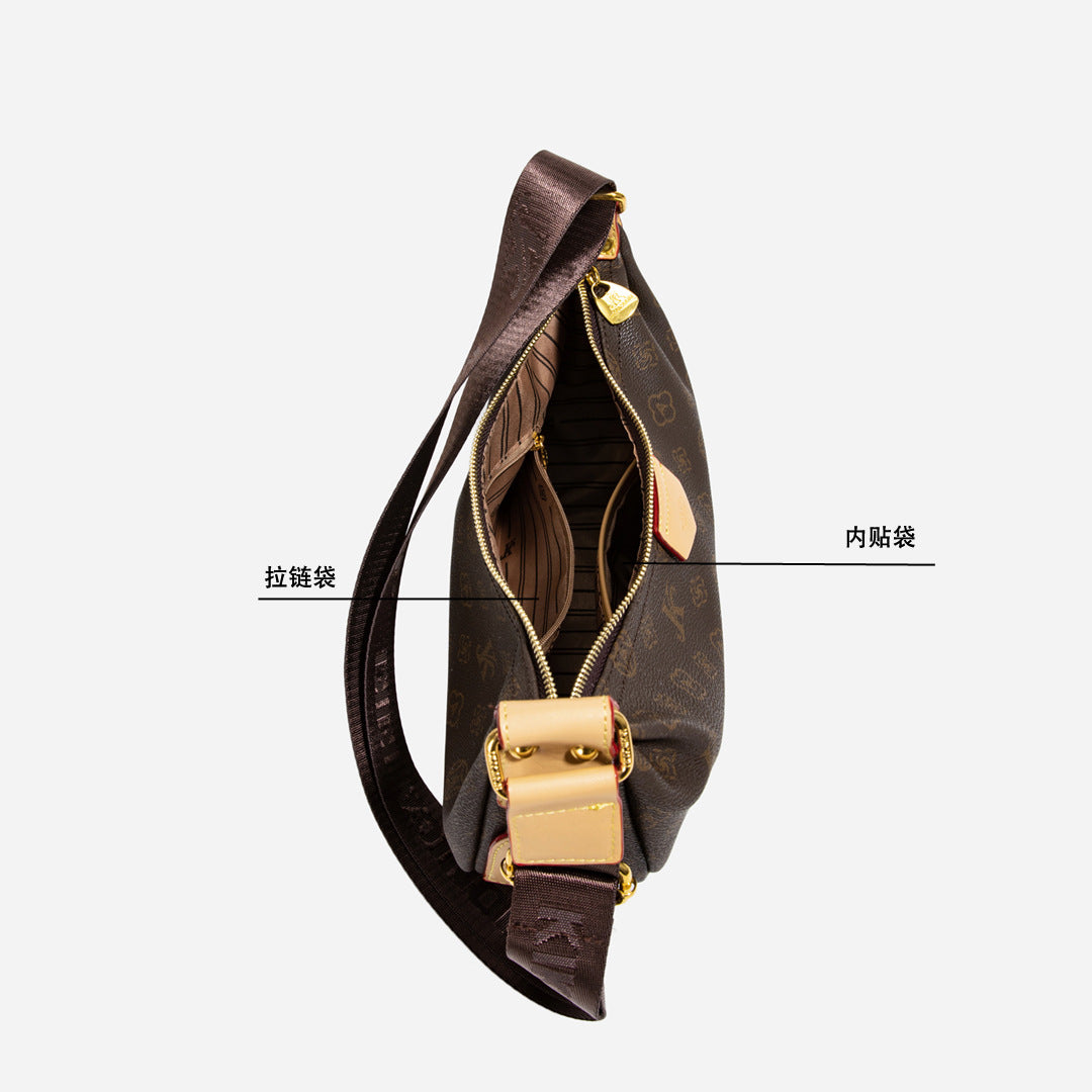 2025 Women's shoulder bag spring new fashion bag high sense contrasting color printed underarm bag retro commuter messenger bag