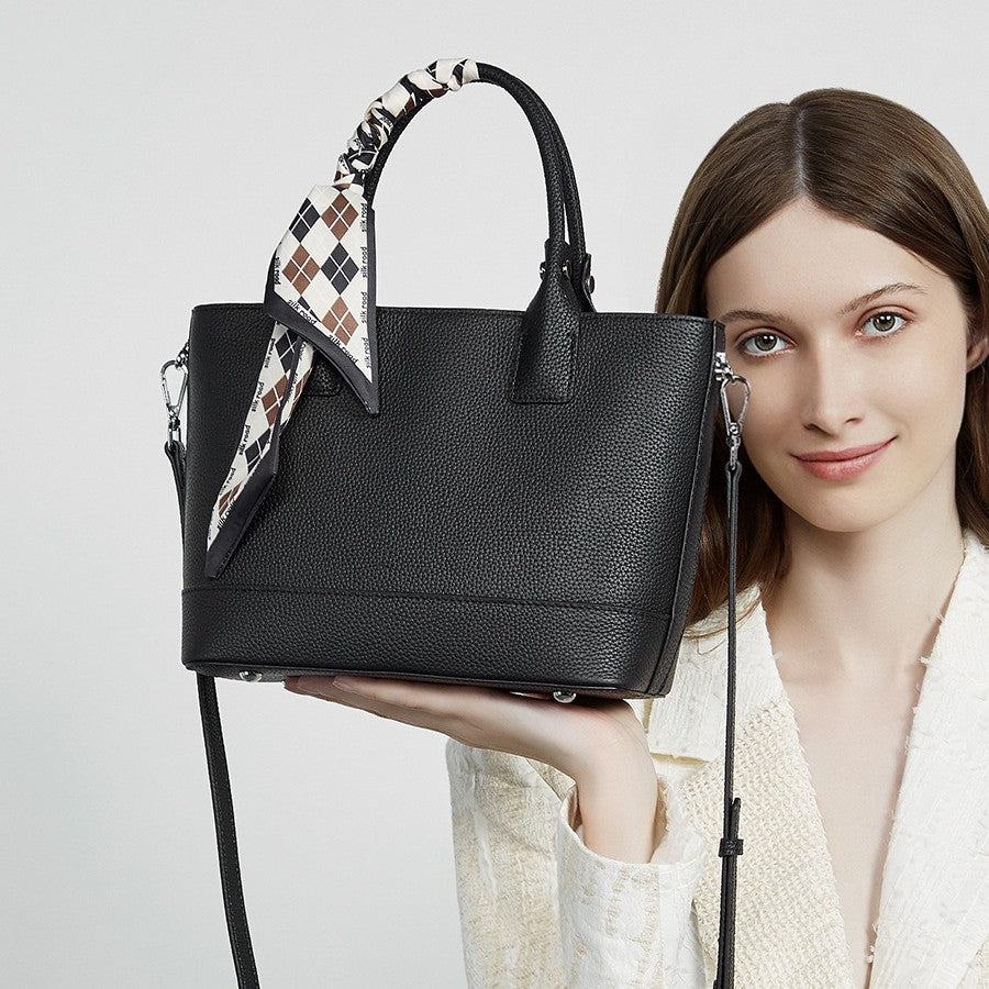 New first-layer cowhide vegetable basket bag texture temperament shoulder handbag