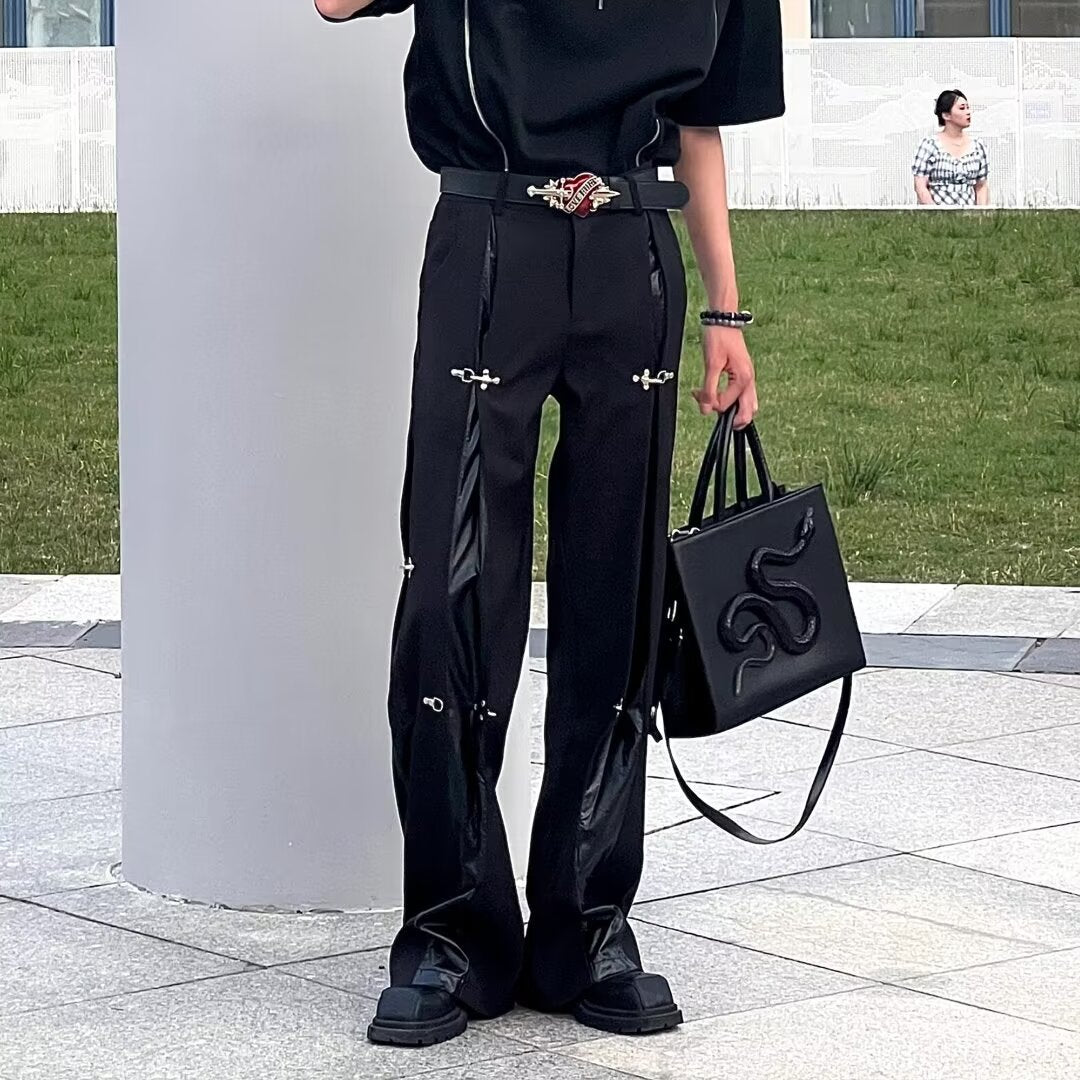 sanyamk guy costumes New Style Metal Stitching Deconstruction Suit Pants Draping High-End Hip Hop Pants Men's High Street American Casual Straight Pants Men