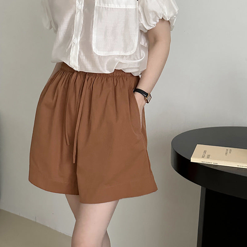 2025 popular Summer Korean Casual Loose Design Hot Pants Tightening Waist Skinny Sports Shorts 3019-1