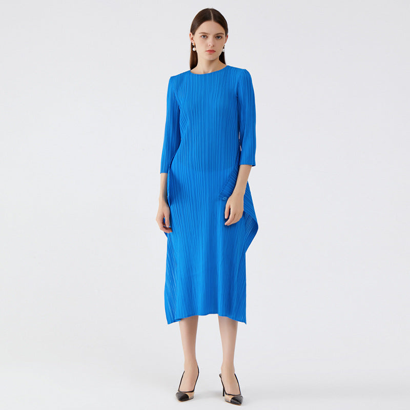Women's clothing 2025 spring new casual double spell waist Korean version design sense niche Platycodon pleated temperament dress