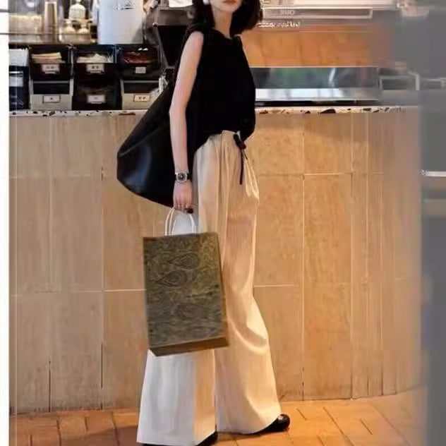 Summer wear with a complete set of this year's popular fashion women's clothing Internet celebrities fried street professional wide-leg pants two-piece suit 2025
