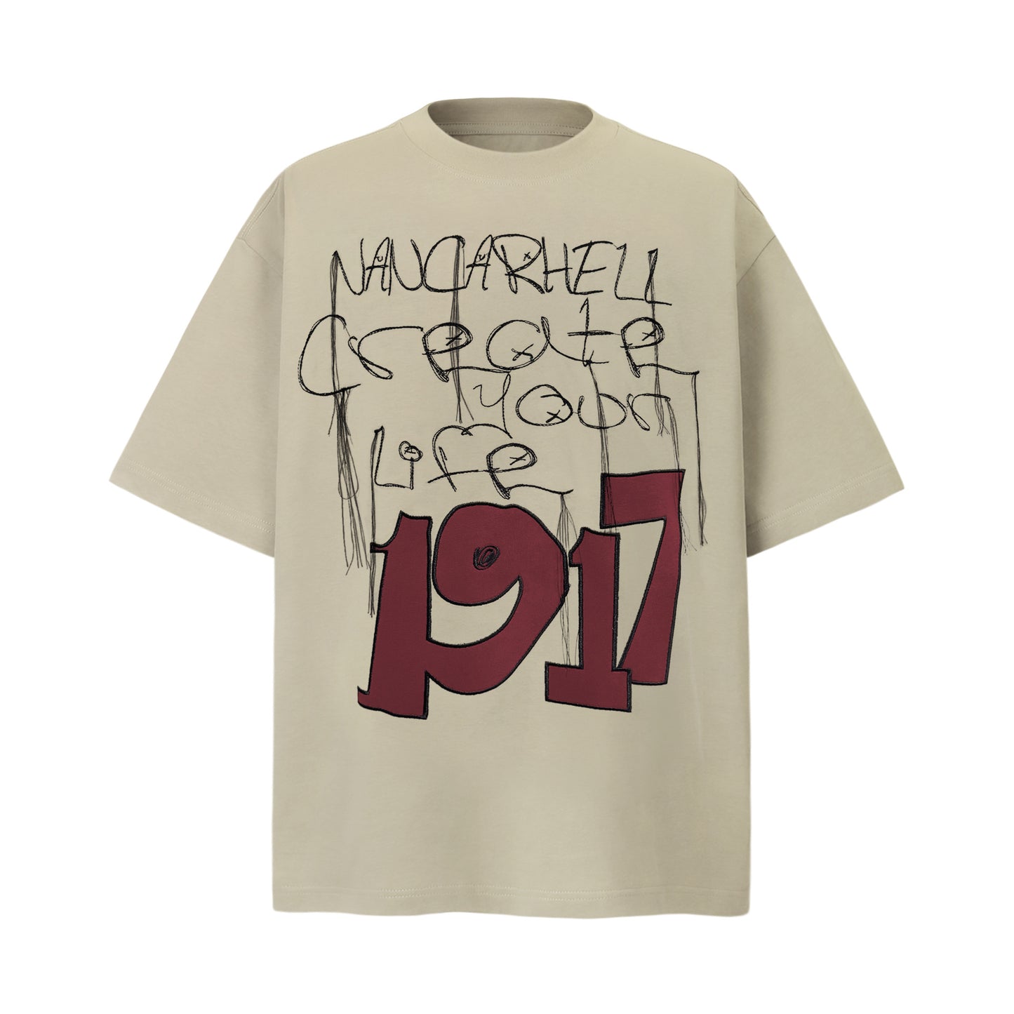 2025 9644 2025n 2025 Summer Neutral Premium Letter Pattern Retro Design Men's Premium Short Sleeve T-Shirt
