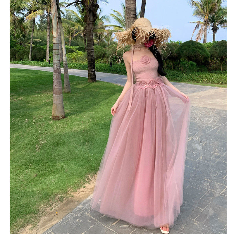 2025 pure desire bridesmaid dress graduation party evening dress skirt femininity tube top dress mesh suit female summer