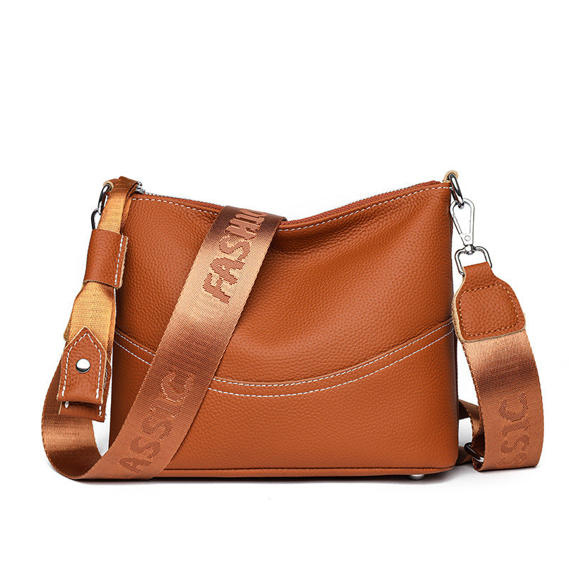 2025 Bucket bag women's leather large-capacity casual shoulder bag fashionable versatile commuter bucket bag autumn and winter new leather women