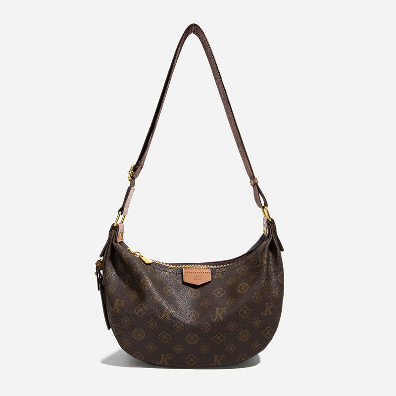 2025 Women's shoulder bag spring new fashion bag high sense contrasting color printed underarm bag retro commuter messenger bag