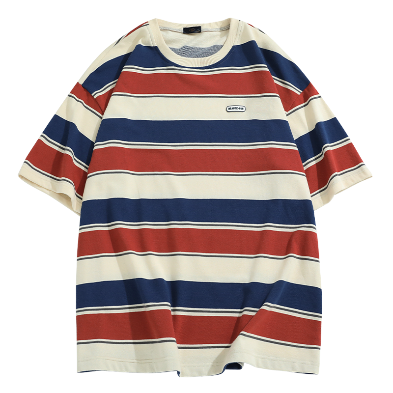 Bonsir Unisex Retro Striped t-Shirt hip hop Oversized Couple Aesthetic Harajuku Clothes Tee Punk Emo Top Urban Streetwear Y2k Top