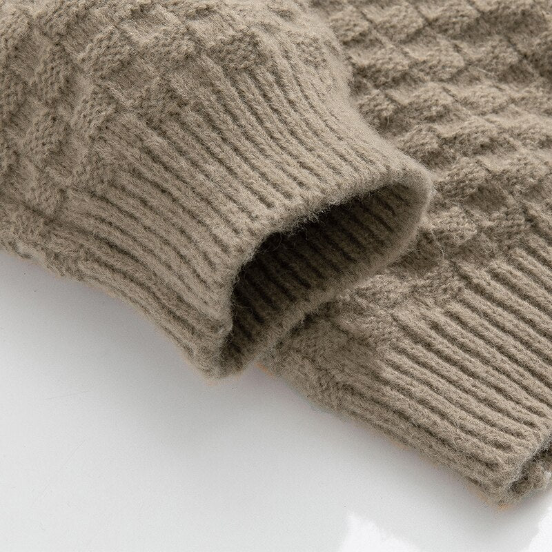 sanyamk New Winter Warm Retro solid color Sweater Men TrendTurtleneck Mens Pullover thick Slim Sweaters Tops Knitted Men's Jumper