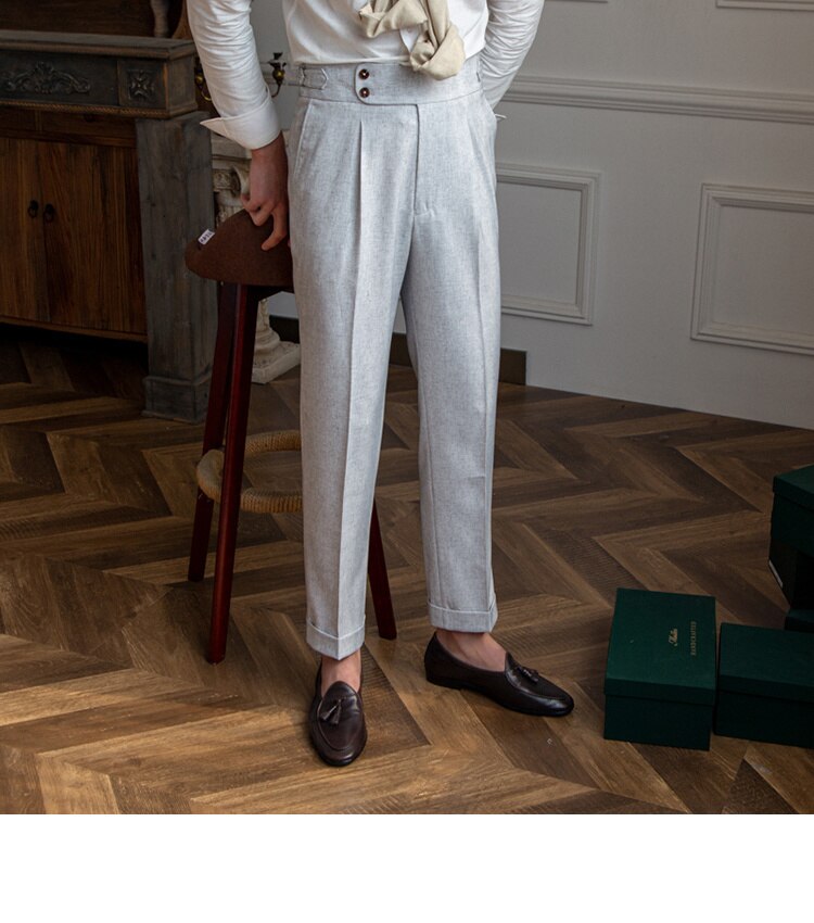 sanyamk Italy Business Dress Pants Men High Quality Office Social Suit Pants Casual Wedding Groom Trousers Gray Pantaloni Uomo Casual
