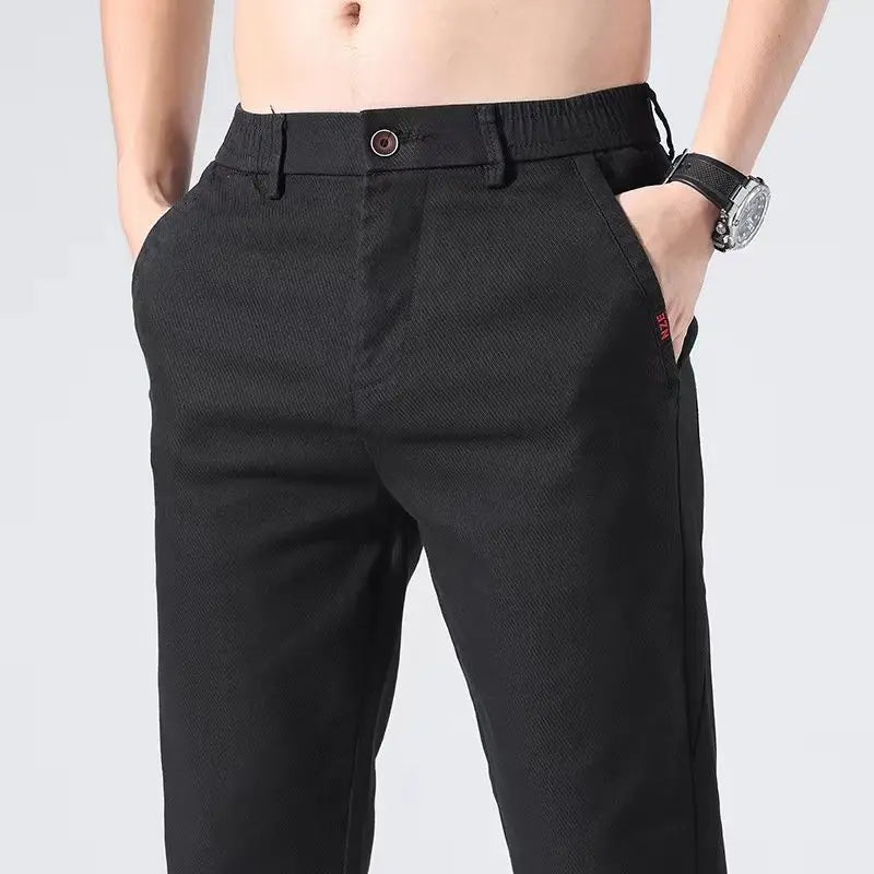 sanyamk Brand Cotton Slim Suit Pants Formal Business Men Elastic Waist Solid Color Long Casual Pant Male Slacks Trousers A316
