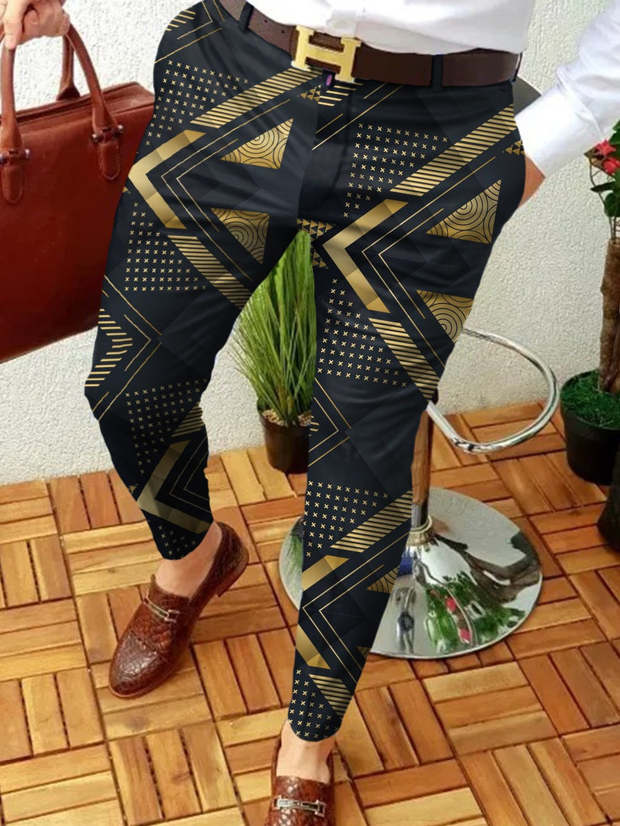 sanyamk New Smart Casual Fashion Men's Pants polka dot pattern Pants Thin Mid Waist Jogger Casual Trousers Suit Pants