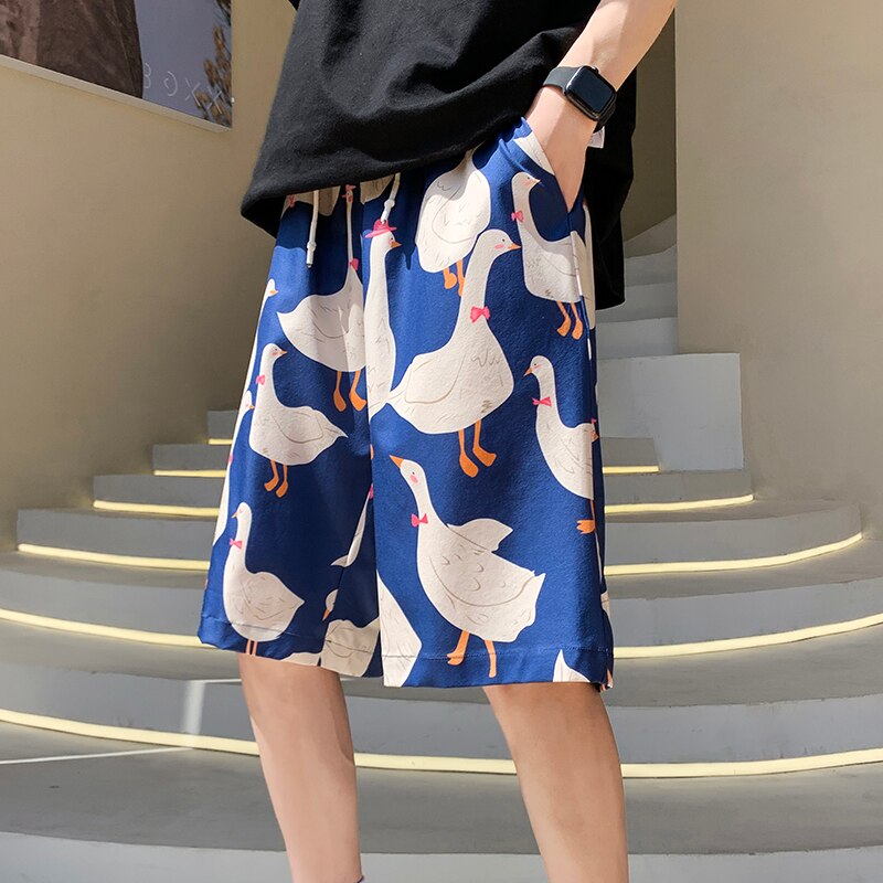 Bonsir Anime Graffiti Mens Summer Casual Shorts Neutral Fashion Hip Hop Cotton Sweat Short Pans Men's Joggers Beach Short Sweatpants