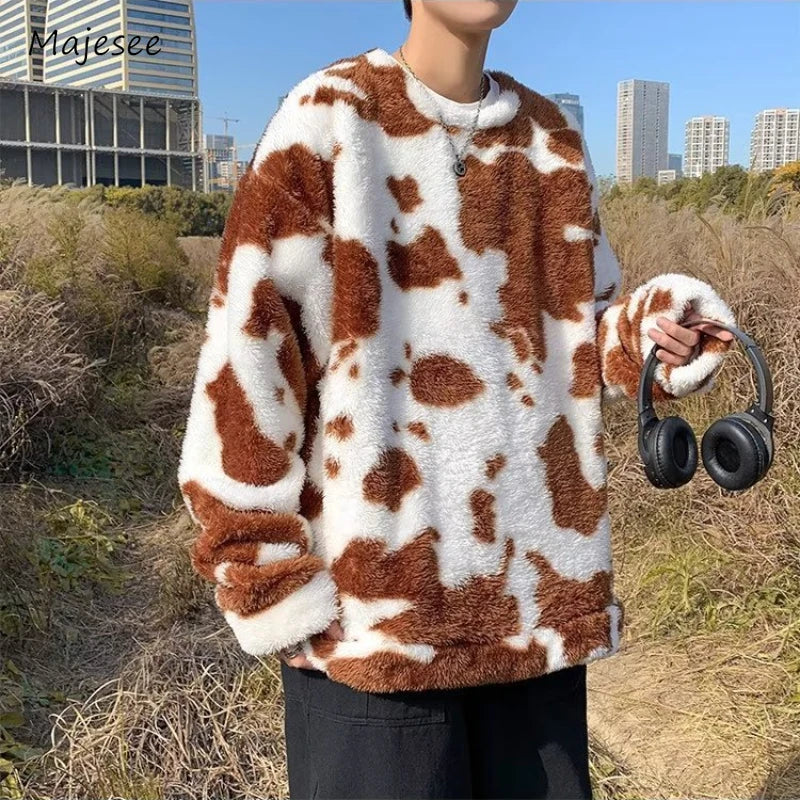 sanyamk - Mens Sweatshirts Men Popular Couple All-match Autumn Winter Contrast Color O-neck Trendy American Style Daily Hipster Slouchy