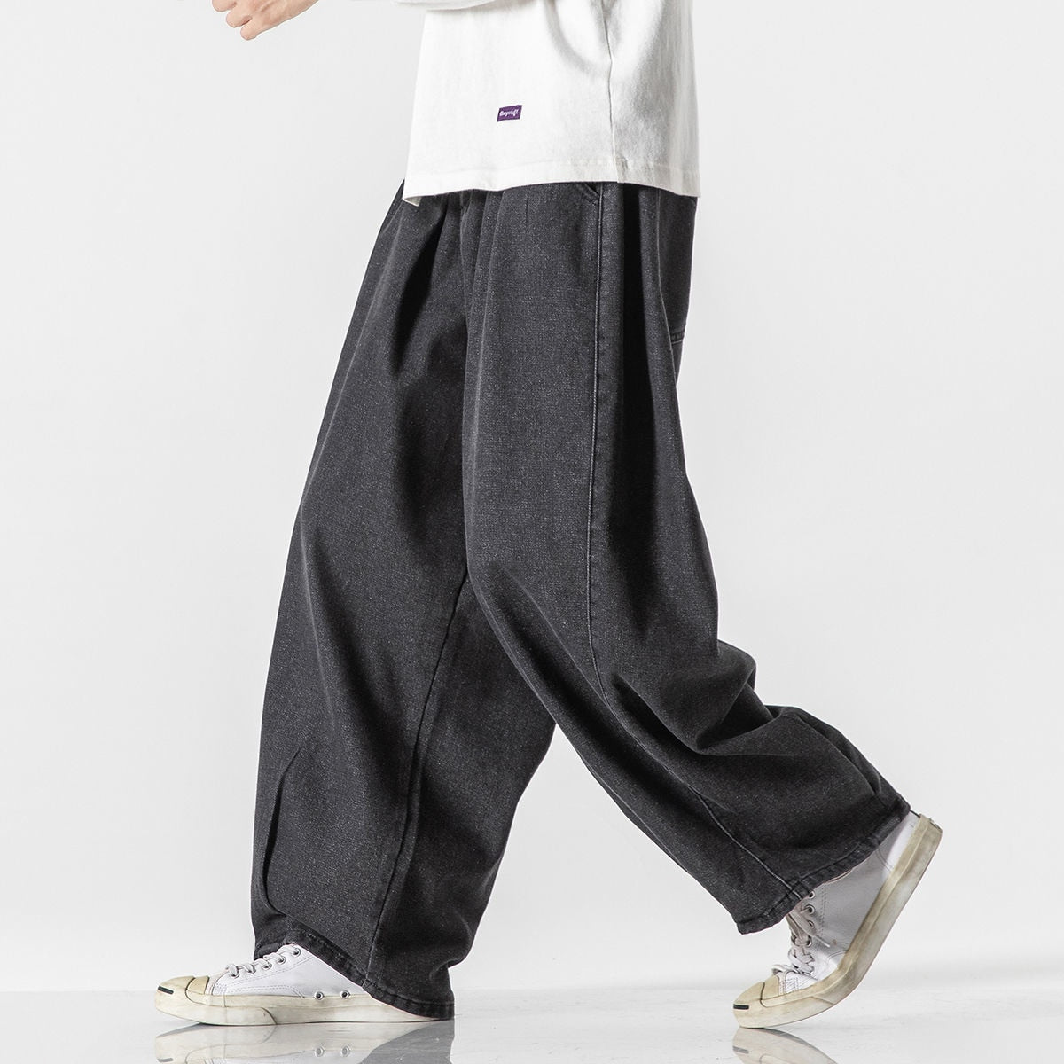 Bonsir Big Pocket Straight Jeans Oversize Trend Fashion Casual Mopping Overalls Trousers Hiphop High Street Loose Washed Denim Pants