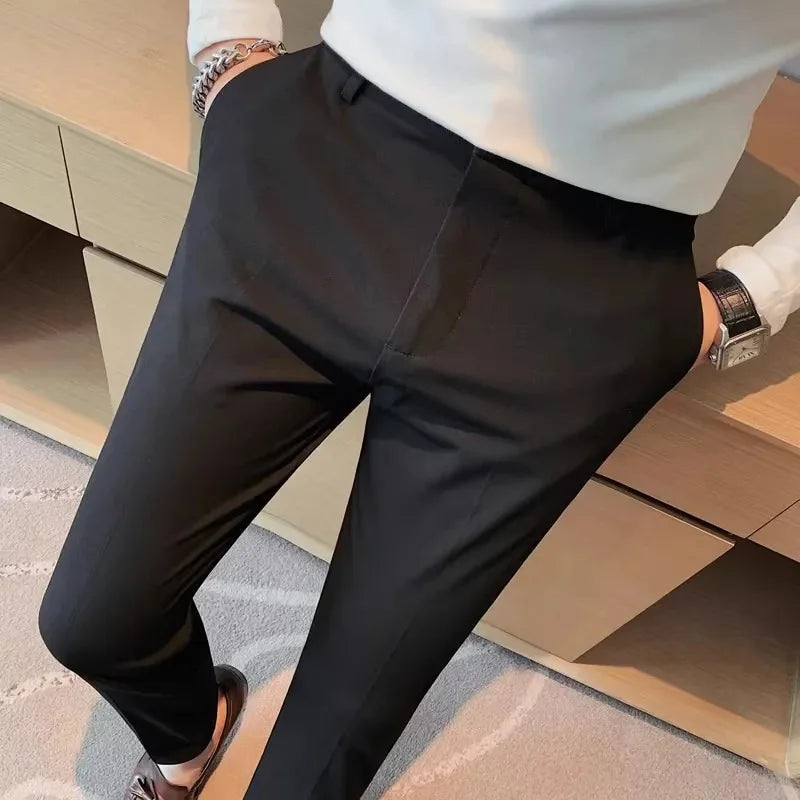 sanyamk Men Suit Pants Dress Pantalone Hombre Stretch Slim Formal Trousers Calça Masculina Solid Color Casual Fashion Clothing