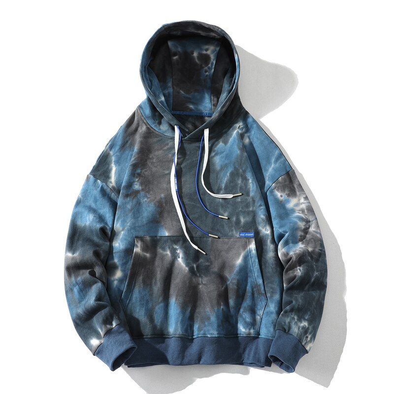 Bonsir New Tie-dye Printed Hooded Hoodies Men Quality Loose Casual Sweatshirts Jogger Drawstring Pullovers Spring Autumn Winter