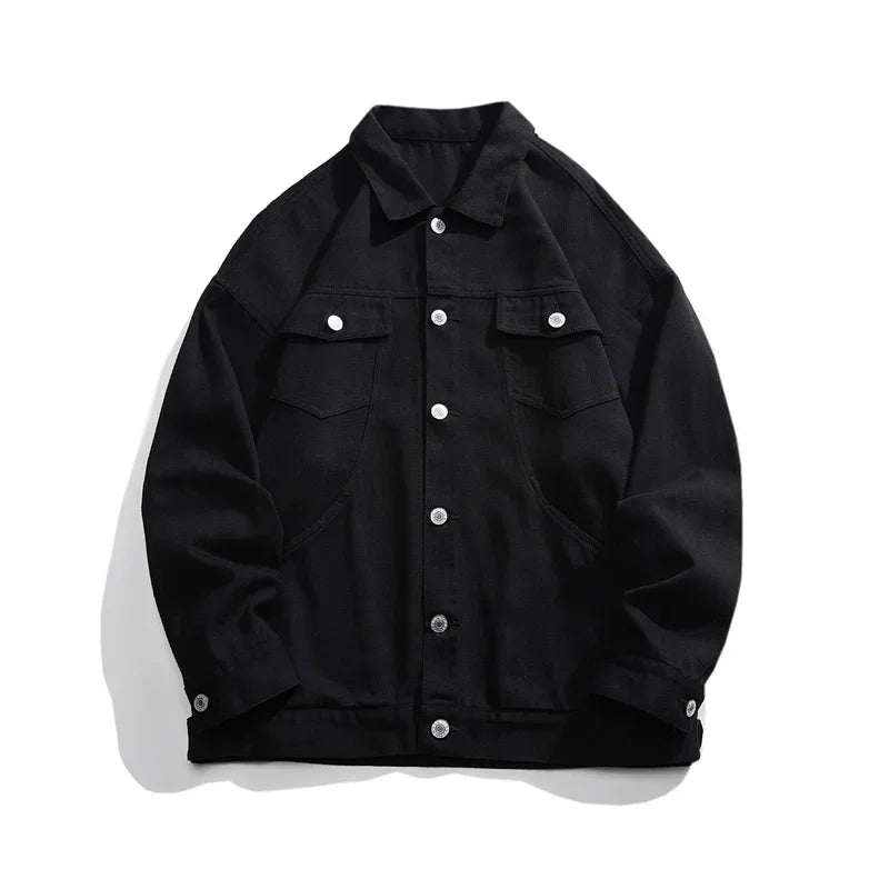 BONSIR - Men's Spring and Autumn Season New Fashion Casual Wash Cotton Jacket Coat Loose Large Jacket