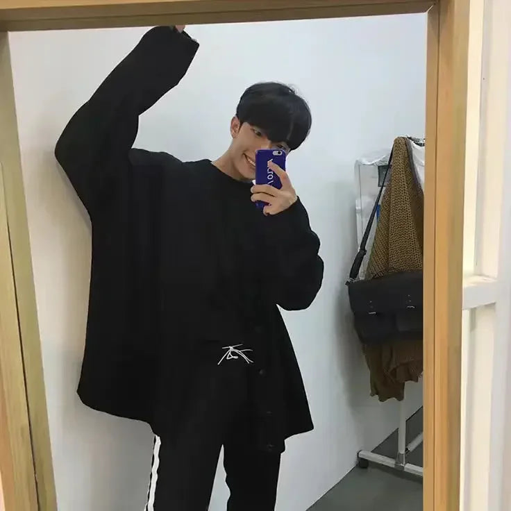sanyamk Knit Sweater Male Coat Cardigan Men's Clothing White V Neck Plain Solid Color Jacket Korean Style Casual New in Maletry Classic