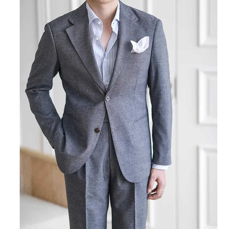 sanyamk High Quality Wedding Suits For Men Solid Color Business Formal Casual Dress Suits 2 Pieces Office Work Party Prom Costume Homme