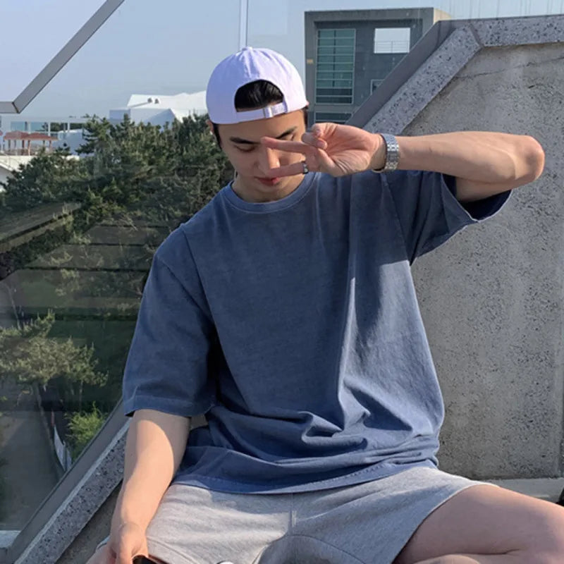 sanyamk - Casual Worn-out Washing Round Neck T-shirts