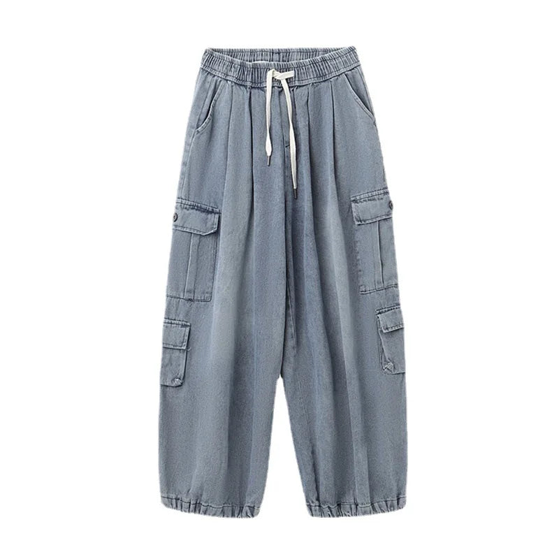 sanyamk Baggy Cargo Jeans Men Oversize Wide Leg Denim Trousers Male Cargo Pants Japanese Casual Loose Streetwear Hip Hop