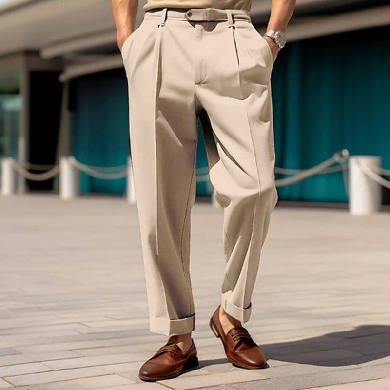 Bonsir 2YK Vintage Mid Waist Button Slim Pants Casual Streetwear Men Pocket Sweatpants Clothing Stylish Solid Straight Trousers