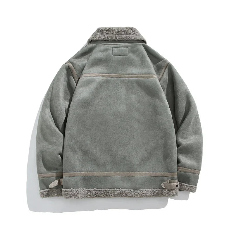 sanyamk Winter Leather and Fur Integrated Cotton Clothes Men Jackets Warm Coat Autumn Streetwear Harajuku New Korean Unisex Top Coat