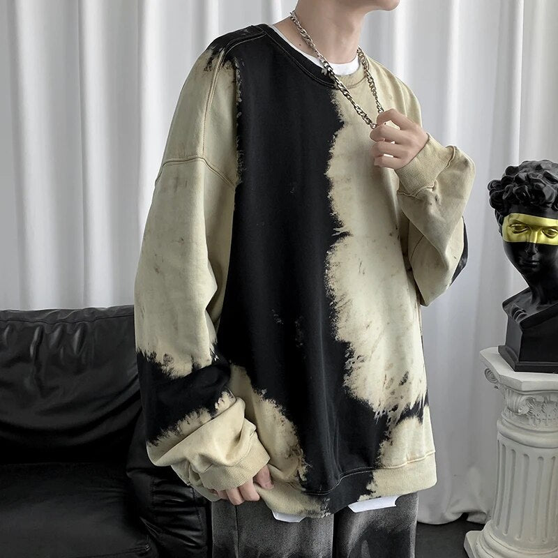 Bonsir Sweatshirts Men Casual Basic Pullovers Mens Hoodie New Autumn Winter Sweatshirt Men Retro Tie-dyed Handsome Men's Pullover D04