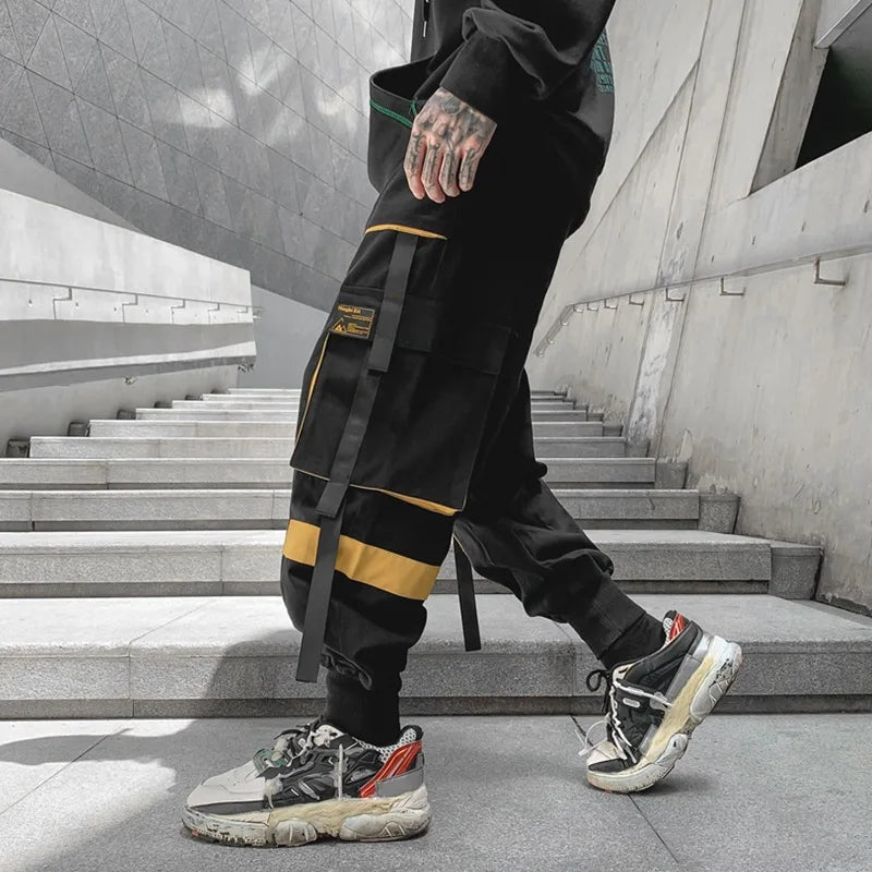 sanyamk Techwear Cargo Pants Men Harajuku Cargo Trousers Male Hip Hop Loose Casual Streetwear Japanese Men Clothing Patchwork