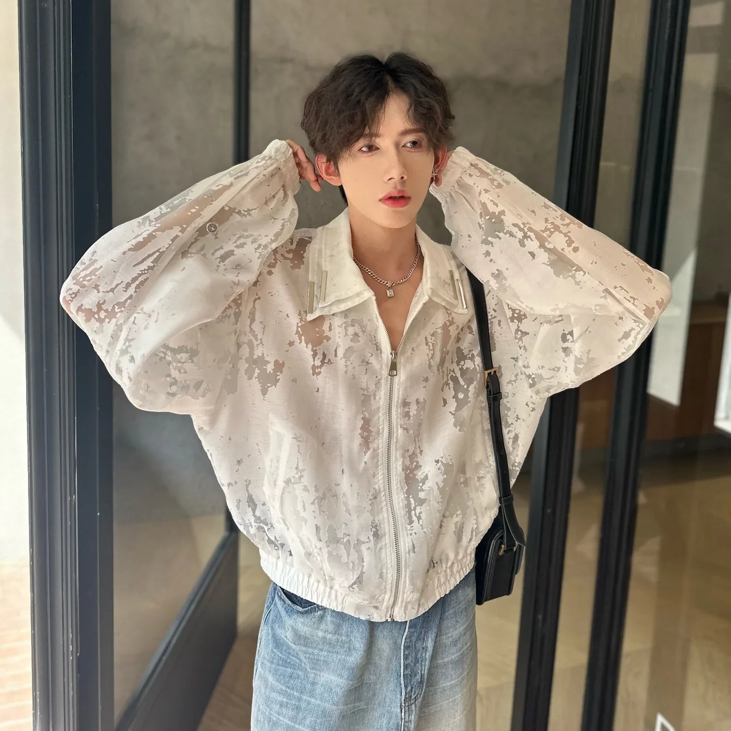 sanyamk Metal Decorate Translucent Design Trendy Sunscreen Clothing Original New Men's Personality Fashion Street Jackets