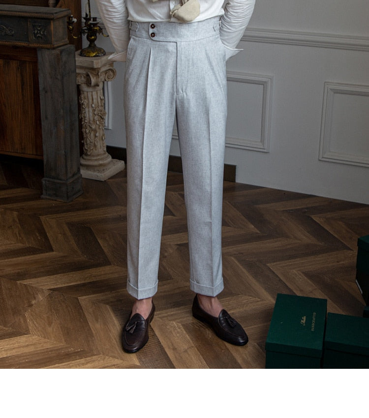 sanyamk Italy Business Dress Pants Men High Quality Office Social Suit Pants Casual Wedding Groom Trousers Gray Pantaloni Uomo Casual