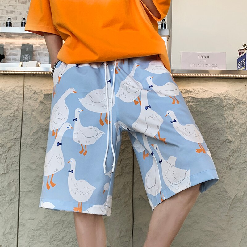 Bonsir Anime Graffiti Mens Summer Casual Shorts Neutral Fashion Hip Hop Cotton Sweat Short Pans Men's Joggers Beach Short Sweatpants