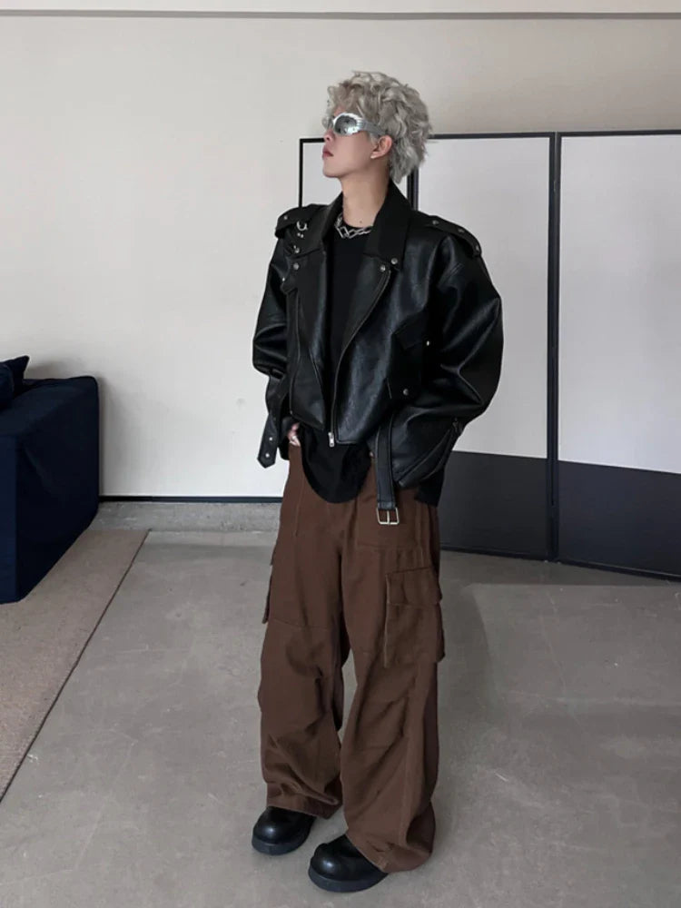 sanyamk Autumn Jackets Men Rivet Design Cropped Stylish Teenagers Vitality Handsome Korean Style Daily Streetwear Cozy Windbreaker Ins
