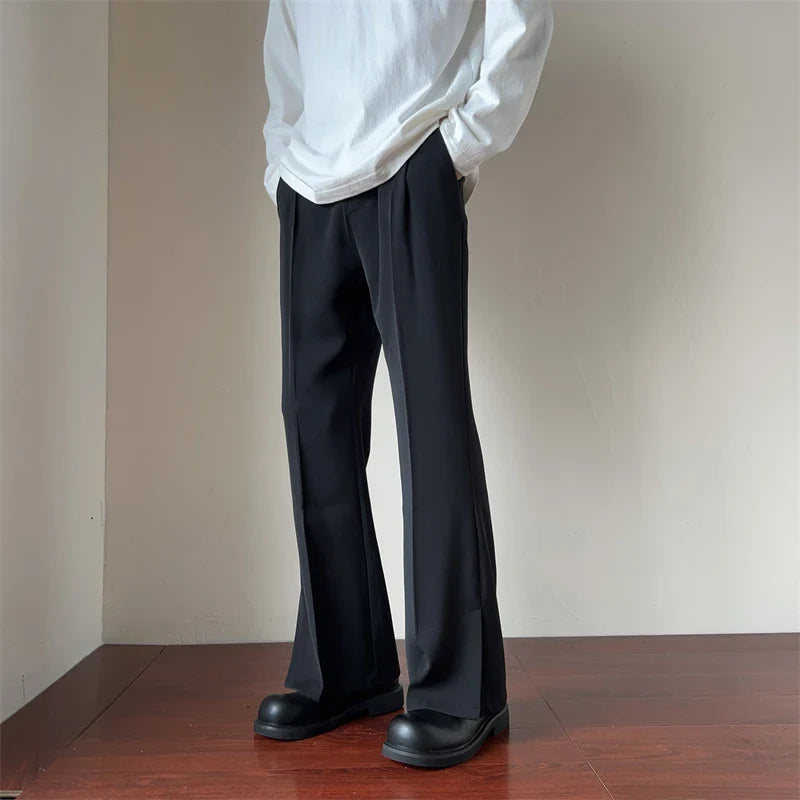 sanyamk Brown Black Suit Pants Men Slim Fit Social Mens Dress Pants Korean Loose Straight Casual Pants Mens Office Formal Trousers S-3XL