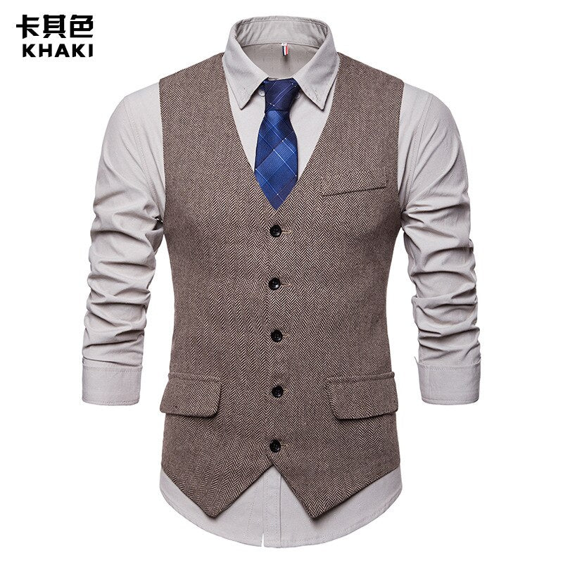 sanyamk KB New Arrival Dress Vests For Men Slim Fit Mens Suit Vest Male Waistcoat Gilet Homme Casual Sleeveless Formal Business Jacket