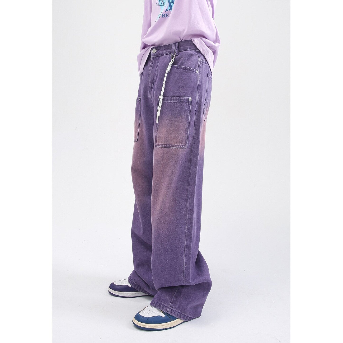 sanyamk Purple Jeans Men Casual Korean Streetwear Fashion Hip Hop Vintage Denim Jeans Trousers Man Women Straight Long Jeans Pants