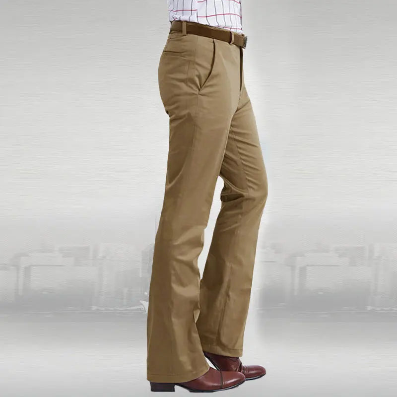 sanyamk Men Flared Boot Cut Trousers Fashion Casual British Style Office Comfortable Kahki Black Slim Formal Suit Bottom Pants