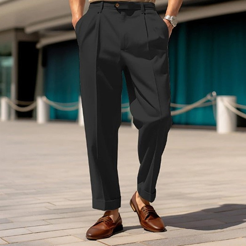 Bonsir 2YK Vintage Mid Waist Button Slim Pants Casual Streetwear Men Pocket Sweatpants Clothing Stylish Solid Straight Trousers