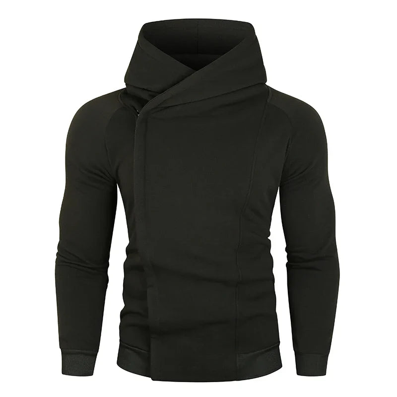 sanyamk - Men's Hoodie One Piece Sweatshirt Diagonal Zipper Korean Fashion Streetwear Hood Sweatshirt Men's T-Shirt Plush for warmth