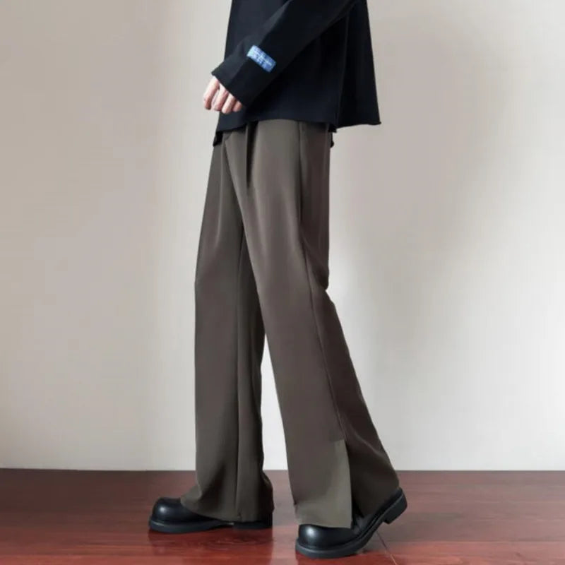 sanyamk Brown Black Suit Pants Men Slim Fit Social Mens Dress Pants Korean Loose Straight Casual Pants Mens Office Formal Trousers S-3XL
