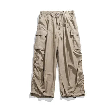 sanyamk Japanese Wide Leg Cargo Pants Men Vintage Oversize Cargo Trousers Male Loose Casual Streetwear Hip Hop Pocket Autumn