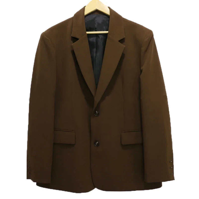 BONSIR - Korean Style Blazer Men Fashion Solid Color Business Casual Suit Jacket Men Streetwear Loose Dress Jackets Mens Formal Blazer